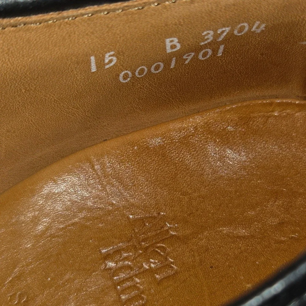 Sz 15 B Mens Allen Edmonds Stockbridge Black Leather Orthtotic Derby Shoes